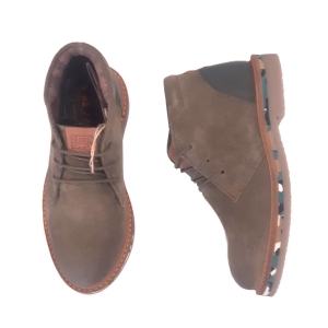GIOSEPPO_ BOTA CORTA SERRAJE VERDE KAKI Y DETALLES EN NAPA VERDE CON CORDONES
