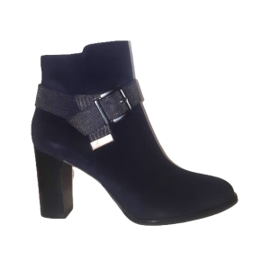 LODI _ BOTIN TACON EN SERRAJE AZUL CON PIEL REPTIL AZUL