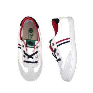 GORILA_ ZAPATO DE CORDONES EN PIEL SERRAJE Y ALGODON BLANCO