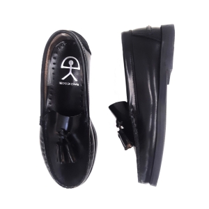 VICTORIAN _ ZAPATO COLEGIAL MOCASIN EN PIEL FLORENTIK NEGRO CON BORLAS