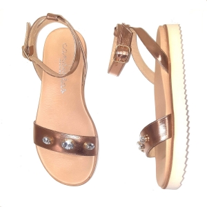 RUTH SECRET _SANDALIA CON PLATAFORMA EN PIEL METALIZADA ORO ROSA CON PEDRERIA