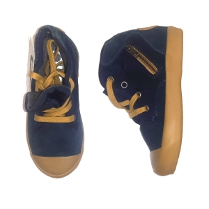 ARO_ BOTA  OANA EN PIEL SERRAJE HIDROFUGADO COLOR AZUL MARINO Y AMARILLO