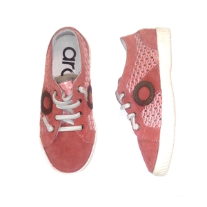 ARO_ ZAPATILLAS SUNNY GASOL EN PIEL SERRAJE SALMON, CON CORDONES ELASTICOS